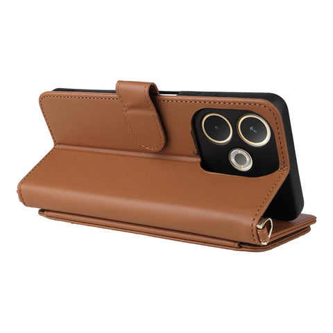 For Oppo A5 Pro 4G (Global) / 5G (Global) / A5 Energy 5G (China) Wallet Case with Shoulder / Wrist Strap Leather Phone Cover Stand