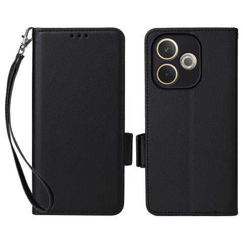 For Oppo A5 Pro 4G (Global) / 5G (Global) / A5 Energy 5G (China) Case with Wrist Strap Litchi Texture PU Leather Wallet Phone Cover
