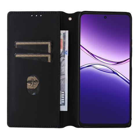 For Oppo A5 Pro 4G (Global) / 5G (Global) / A5 Energy 5G (China) Case Wallet Rhombus Imprinted Leather Phone Cover