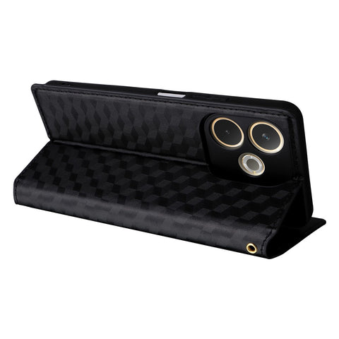 For Oppo A5 Pro 4G (Global) / 5G (Global) / A5 Energy 5G (China) Case Wallet Rhombus Imprinted Leather Phone Cover