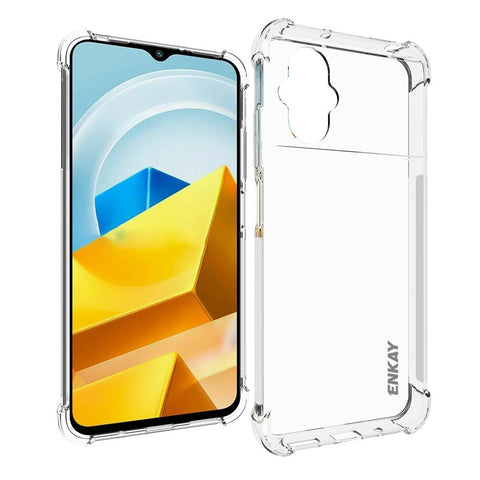 ENKAY HAT PRINCE For Xiaomi Poco M5 4G Anti-slip Strip Edge Shockproof Clear Cover Soft TPU Airbag Bumper Shock Absorption Phone Case