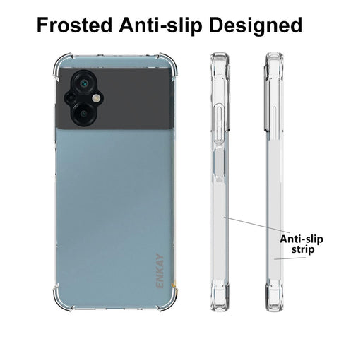 ENKAY HAT PRINCE For Xiaomi Poco M5 4G Anti-slip Strip Edge Shockproof Clear Cover Soft TPU Airbag Bumper Shock Absorption Phone Case
