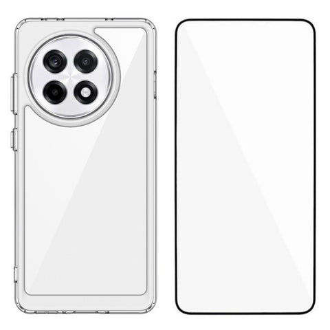 WANLONFENG MF Series for OnePlus Ace 5 Pro 5G  /  Ace 5 5G Case TPU Acrylic Clear Phone Cover with Tempered Glass Film