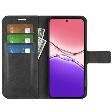 For Oppo A5 Pro 4G (Global) / 5G (Global) / A5 Energy 5G (China) Stand Case Anti-Scratch Calf Texture Leather Phone Cover