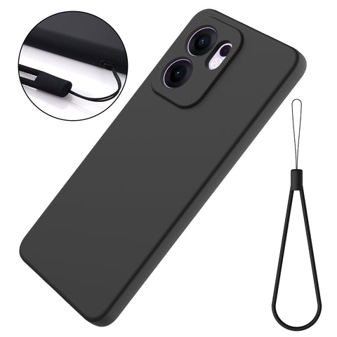 For Oppo Reno13 F 5G (Reno 13 FS 5G) / 4G Liquid Silicone Case Phone Back Cover with Hand Strap