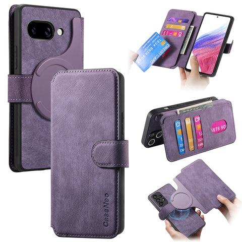 CASENEO For Google Pixel 9a Magnetic Case  Detachable Leather Phone Wallet Cover