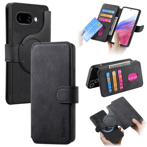 CASENEO For Google Pixel 9a Magnetic Case  Detachable Leather Phone Wallet Cover