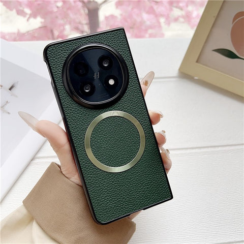 For Oppo Find N5 5G Magnetic Case Litchi Texture PU Leather + TPU Phone Back Cover