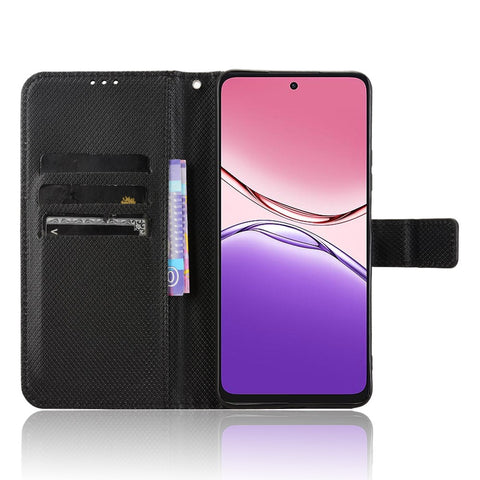 For Oppo A5 Pro 4G (Global) / 5G (Global) / A5 Energy 5G (China) Case PU Leather Diamond Texture Wallet Phone Cover