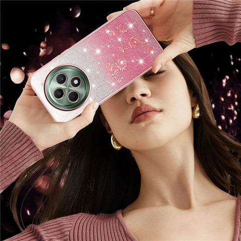 KADEM For Oppo Reno12 F 5G Case Flower TPU Flexible Gradient Phone Cover