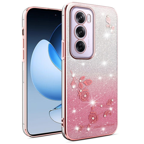 KADEM For Oppo Reno12 Pro 5G (Global) Case Flower TPU Flexible Gradient Phone Cover