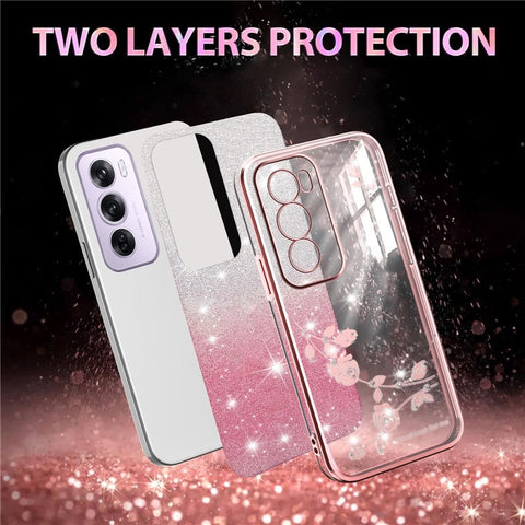 KADEM For Oppo Reno12 Pro 5G (Global) Case Flower TPU Flexible Gradient Phone Cover