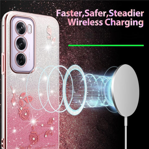 KADEM For Oppo Reno12 Pro 5G (Global) Case Flower TPU Flexible Gradient Phone Cover