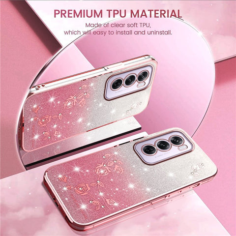 KADEM For Oppo Reno12 Pro 5G (Global) Case Flower TPU Flexible Gradient Phone Cover