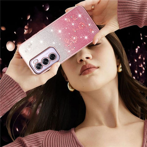 KADEM For Oppo Reno12 Pro 5G (Global) Case Flower TPU Flexible Gradient Phone Cover