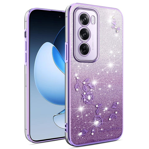 KADEM For Oppo Reno12 Pro 5G (Global) Case Flower TPU Flexible Gradient Phone Cover