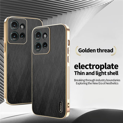 KADEM For Motorola Edge 50 5G Case Electroplating Silk Texture PU + TPU Phone Back Cover