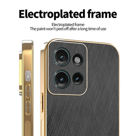 KADEM For Motorola Edge 50 5G Case Electroplating Silk Texture PU + TPU Phone Back Cover