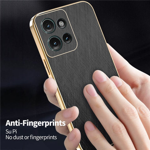 KADEM For Motorola Edge 50 5G Case Electroplating Silk Texture PU + TPU Phone Back Cover