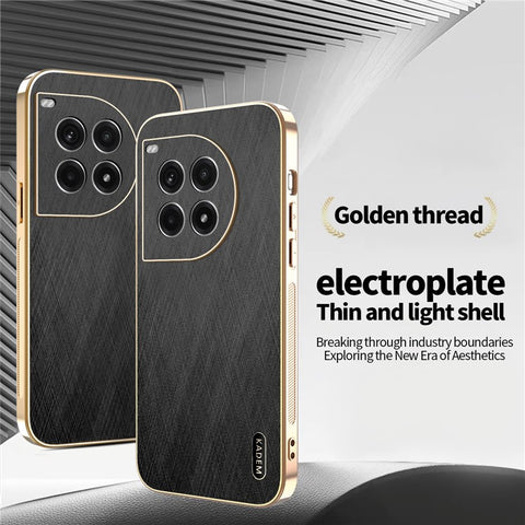 KADEM For OnePlus Ace 3 Pro 5G Case Electroplating Silk Texture PU + TPU Phone Back Cover