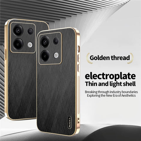 KADEM Phone Case For Xiaomi Redmi Note 13 Pro 5G / Poco X6 5G / X6 Neo 5G Electroplating Silk Texture PU + TPU Back Cover
