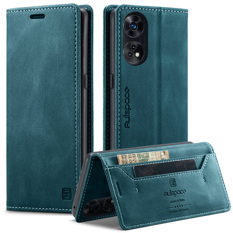 AUTSPACE For Oppo Reno8 T 5G Wallet Case  A01 Leather Stand Cover with RFID Blocking Card Holder