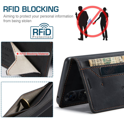 AUTSPACE For Oppo Reno8 T 4G Wallet Case  A01 Leather Stand Cover with RFID Blocking Card Holder