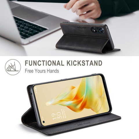 AUTSPACE For Oppo Reno8 T 4G Wallet Case  A01 Leather Stand Cover with RFID Blocking Card Holder