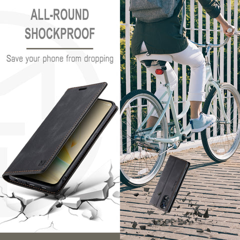 AUTSPACE For Oppo Reno8 T 4G Wallet Case  A01 Leather Stand Cover with RFID Blocking Card Holder