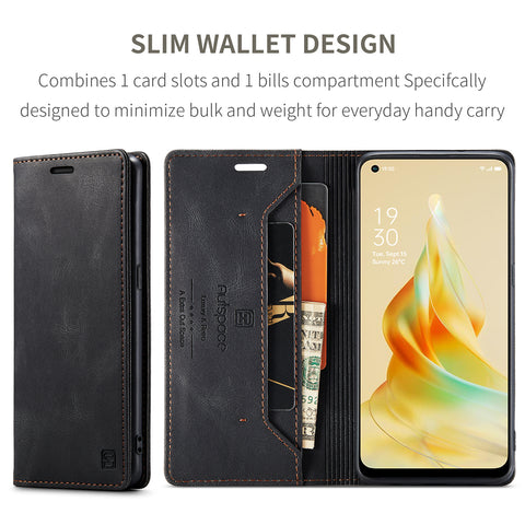 AUTSPACE For Oppo Reno8 T 4G Wallet Case  A01 Leather Stand Cover with RFID Blocking Card Holder
