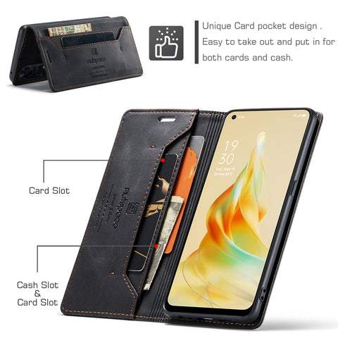 AUTSPACE For Oppo Reno8 T 4G Wallet Case  A01 Leather Stand Cover with RFID Blocking Card Holder