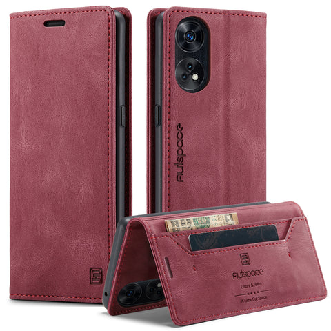 AUTSPACE For Oppo Reno8 T 4G Wallet Case  A01 Leather Stand Cover with RFID Blocking Card Holder