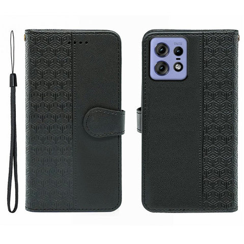 For Motorola Edge 50 Pro 5G / Edge 50s Pro 5G Case Anti Scratch Splicing Imprinted Rhombus Leather Phone Cover