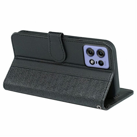 For Motorola Edge 50 Pro 5G / Edge 50s Pro 5G Case Anti Scratch Splicing Imprinted Rhombus Leather Phone Cover