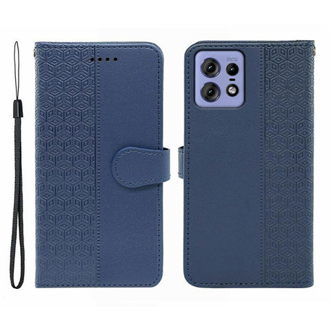 For Motorola Edge 50 Pro 5G / Edge 50s Pro 5G Case Anti Scratch Splicing Imprinted Rhombus Leather Phone Cover
