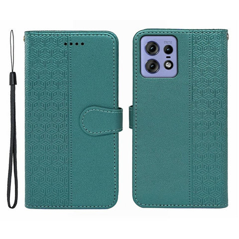 For Motorola Edge 50 Pro 5G / Edge 50s Pro 5G Case Anti Scratch Splicing Imprinted Rhombus Leather Phone Cover