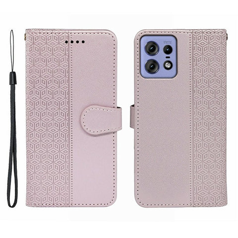For Motorola Edge 50 Pro 5G / Edge 50s Pro 5G Case Anti Scratch Splicing Imprinted Rhombus Leather Phone Cover