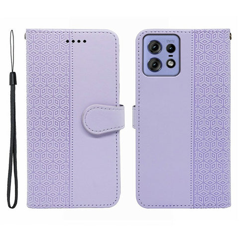 For Motorola Edge 50 Pro 5G / Edge 50s Pro 5G Case Anti Scratch Splicing Imprinted Rhombus Leather Phone Cover