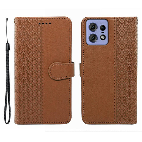 For Motorola Edge 50 Pro 5G / Edge 50s Pro 5G Case Anti Scratch Splicing Imprinted Rhombus Leather Phone Cover