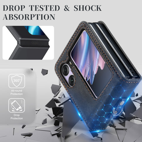 AUTSPACE For Oppo Find N2 Flip 5G Wallet Case  A01 Leather Stand Cover with RFID Blocking Card Holder