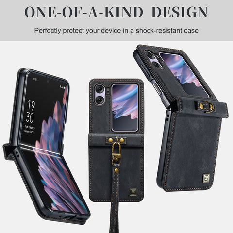 AUTSPACE For Oppo Find N2 Flip 5G Wallet Case  A01 Leather Stand Cover with RFID Blocking Card Holder