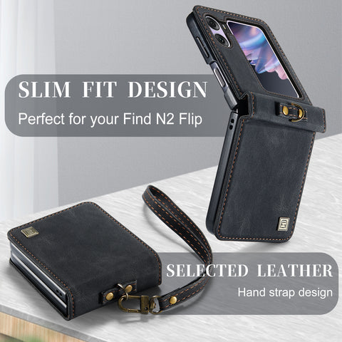 AUTSPACE For Oppo Find N2 Flip 5G Wallet Case  A01 Leather Stand Cover with RFID Blocking Card Holder