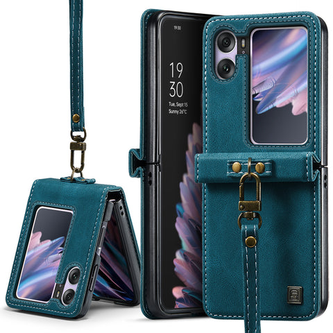 AUTSPACE For Oppo Find N2 Flip 5G Wallet Case  A01 Leather Stand Cover with RFID Blocking Card Holder