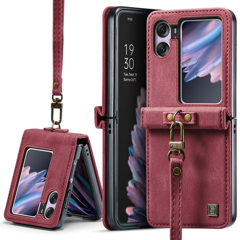 AUTSPACE For Oppo Find N2 Flip 5G Wallet Case  A01 Leather Stand Cover with RFID Blocking Card Holder