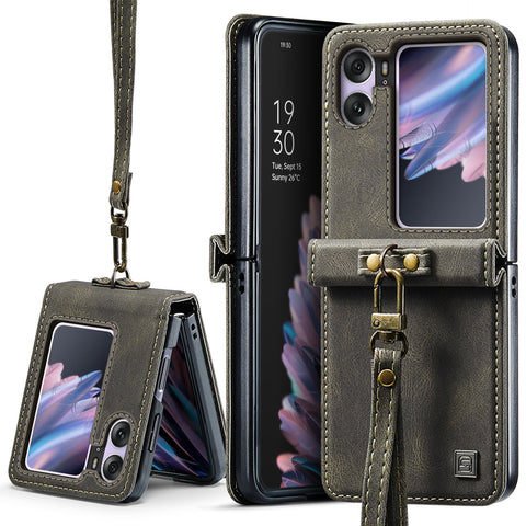 AUTSPACE For Oppo Find N2 Flip 5G Wallet Case  A01 Leather Stand Cover with RFID Blocking Card Holder