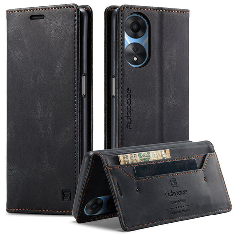 AUTSPACE For Oppo A58 5G / Oppo A58x 5G / Oppo A1x 5G / Oppo A78 5G Wallet Case  A01 Leather Stand Cover with RFID Blocking Card Holder
