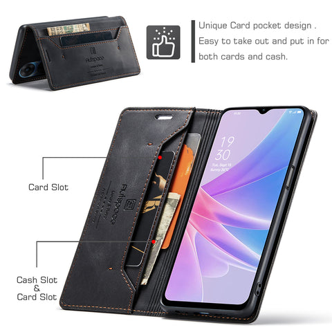 AUTSPACE For Oppo A58 5G / Oppo A58x 5G / Oppo A1x 5G / Oppo A78 5G Wallet Case  A01 Leather Stand Cover with RFID Blocking Card Holder