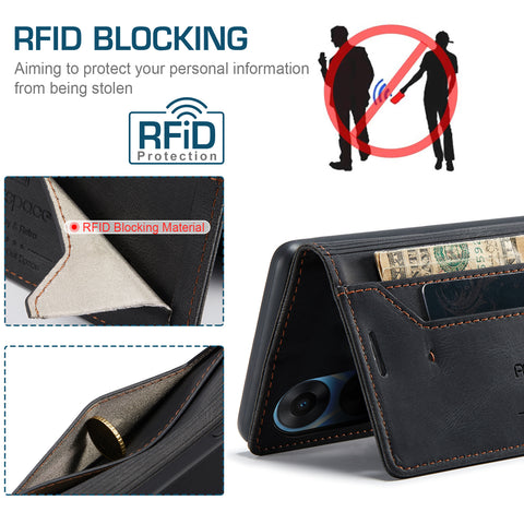 AUTSPACE For Oppo A58 5G / Oppo A58x 5G / Oppo A1x 5G / Oppo A78 5G Wallet Case  A01 Leather Stand Cover with RFID Blocking Card Holder