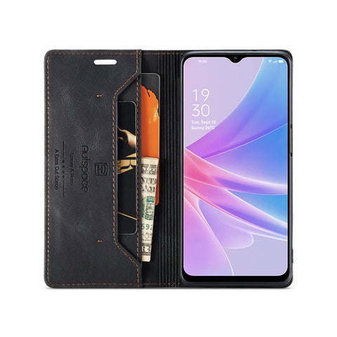 AUTSPACE For Oppo A58 5G / Oppo A58x 5G / Oppo A1x 5G / Oppo A78 5G Wallet Case  A01 Leather Stand Cover with RFID Blocking Card Holder