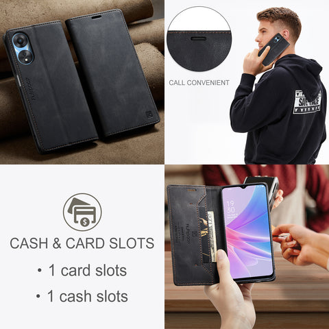 AUTSPACE For Oppo A58 5G / Oppo A58x 5G / Oppo A1x 5G / Oppo A78 5G Wallet Case  A01 Leather Stand Cover with RFID Blocking Card Holder